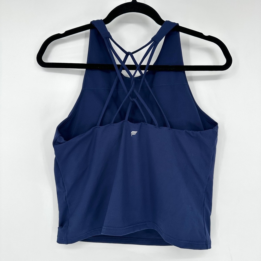 Fabletics Royal Blue Sleeveless Crop Tank Top Workout Gym Top Strappy Back L
